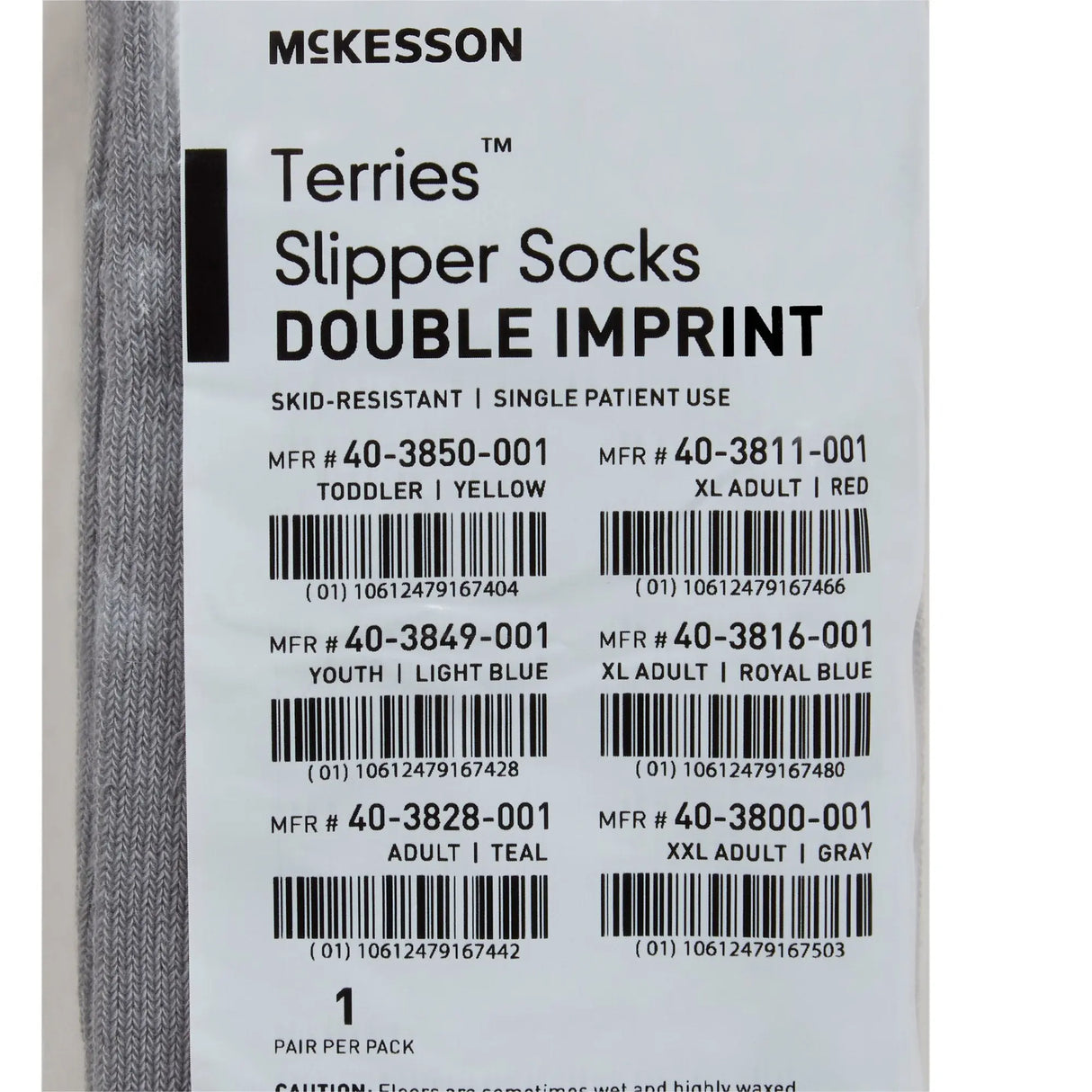 McKesson Terries™ Adult Slipper Socks, 2X-Large, Gray McKesson Terries™