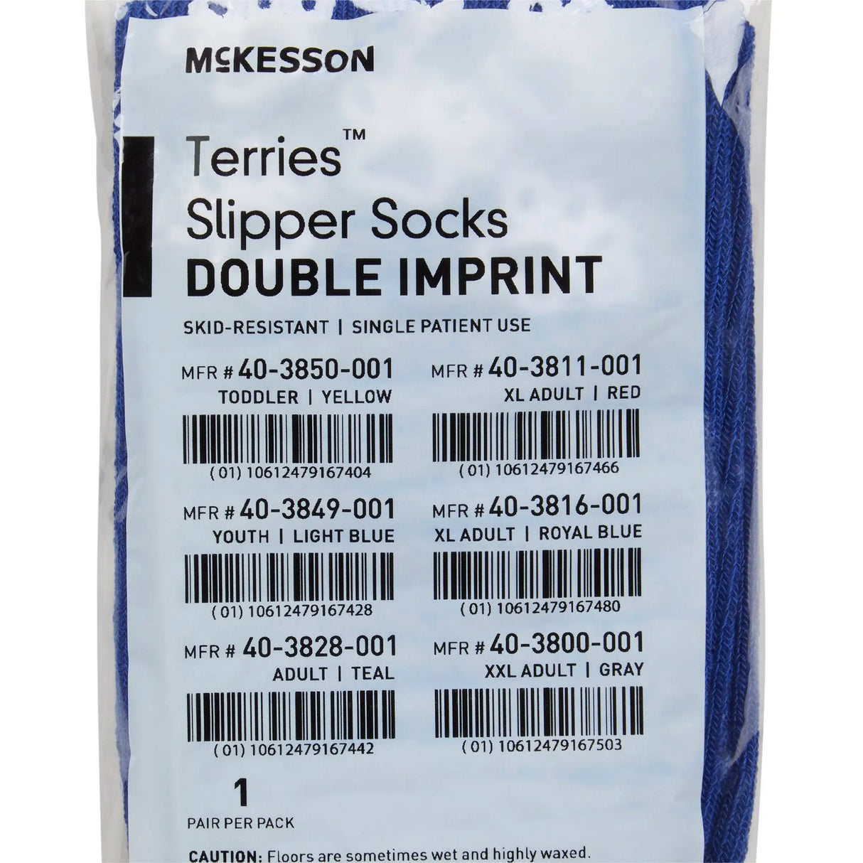 McKesson Terries™ Adult Slipper Socks, X-Large, Royal Blue McKesson Terries™