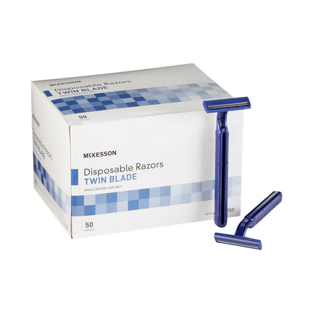 McKesson Twin-Blade Disposable Razor, Blue McKesson