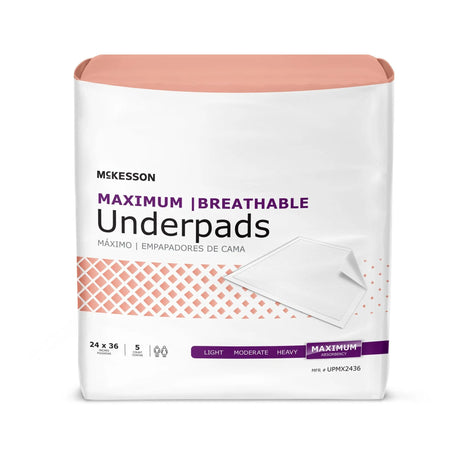 McKesson Ultimate Breathable Underpads, Maximum Protection, 24" x 36" McKesson Ultimate Breathable