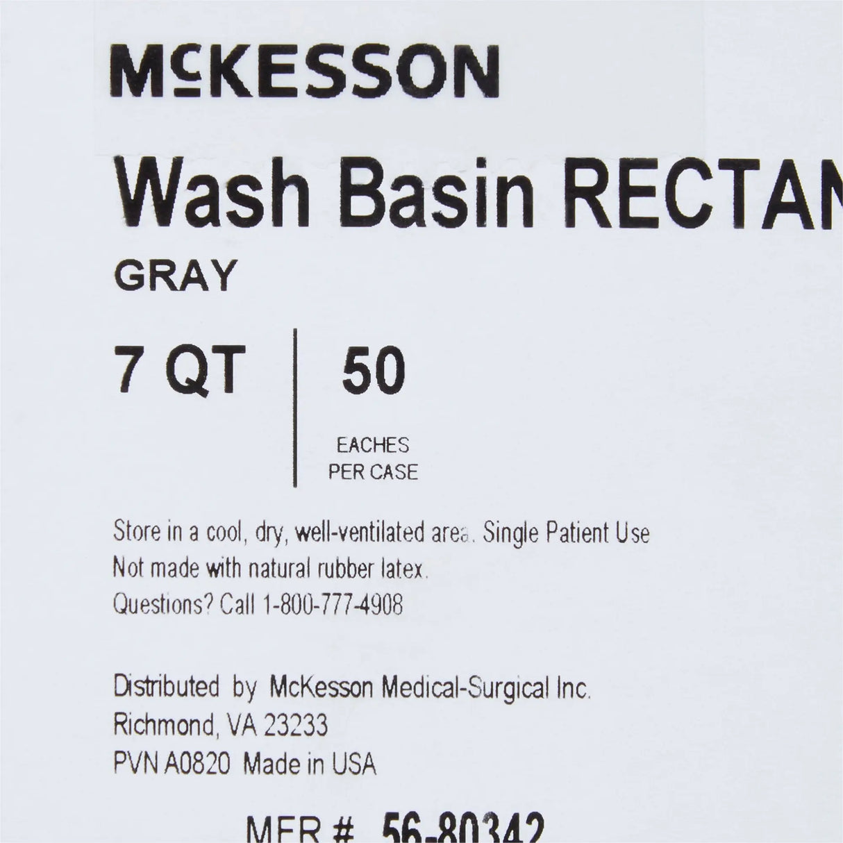 McKesson Wash Basin, Rectangle, 7 Quart, Gray McKesson