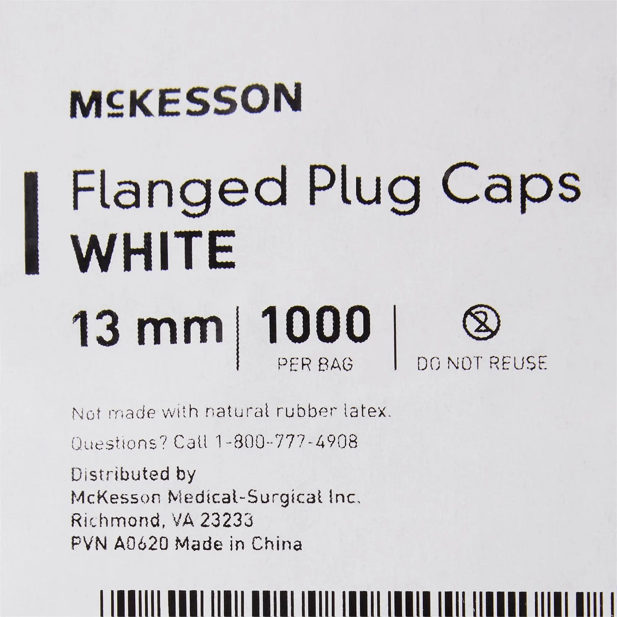 McKesson White Tube Closure for use with 13 mm Blood Drawing Tubes, Glass Test Tubes, Plastic Culture Tubes McKesson