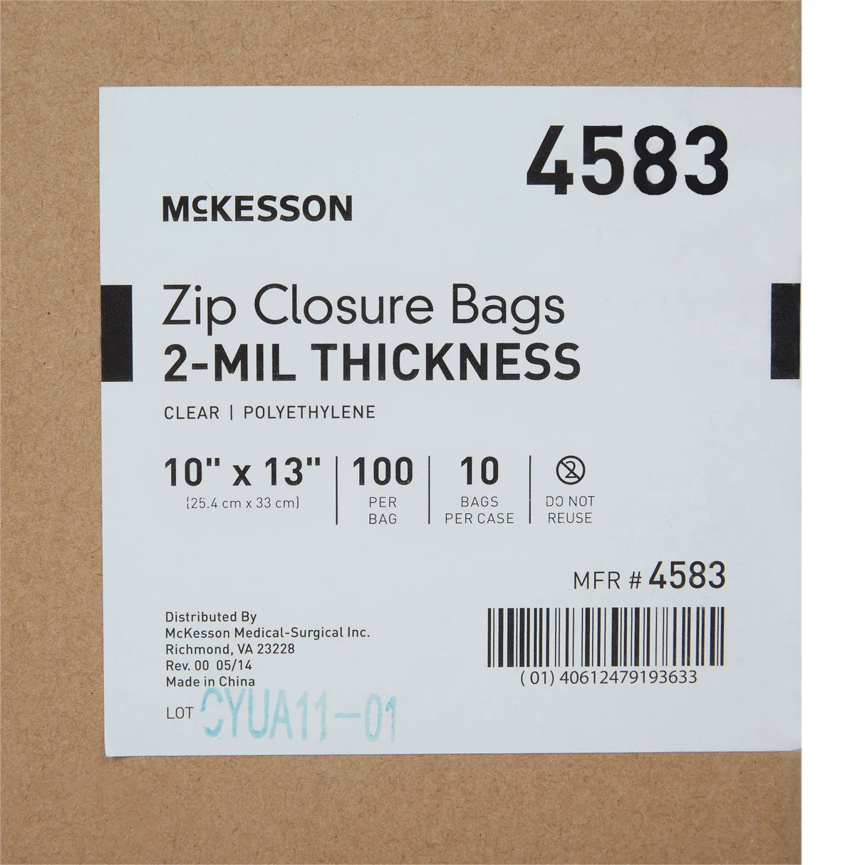 McKesson Zip Closure Bag, 10 X 13 Inches McKesson