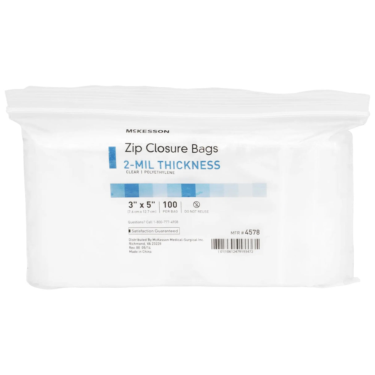 McKesson Zip Closure Bag, 3 x 5 in. McKesson