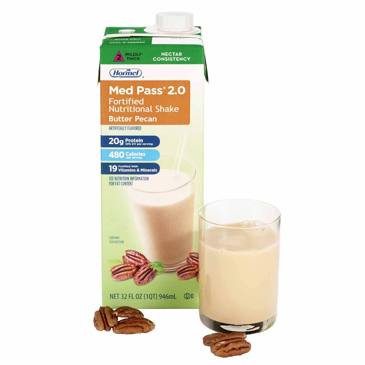 Med Pass® 2.0 Butter Pecan Fortified Nutritional Shake, 32 oz. Carton Med Pass® 2.0