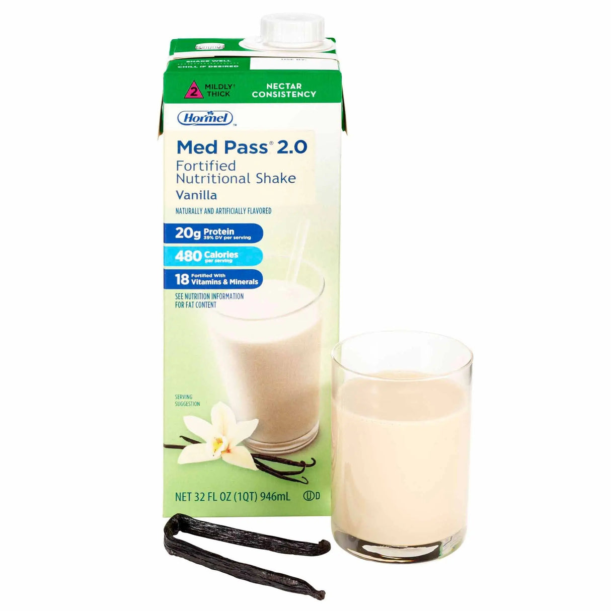 Med Pass® 2.0 Vanilla Fortified Nutritional Shake, 32 ounce carton Med Pass® 2.0