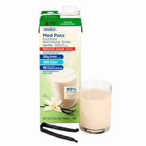 Med Pass® Reduced Sugar Vanilla Fortified Nutritional Shake, 32 oz. Carton Med Pass® Reduced Sugar