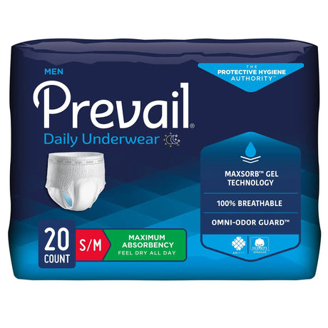 Prevail® Men's Daily Maximum Absorbent Underwear, Small / Medium Prevail® Men's Daily Underwear