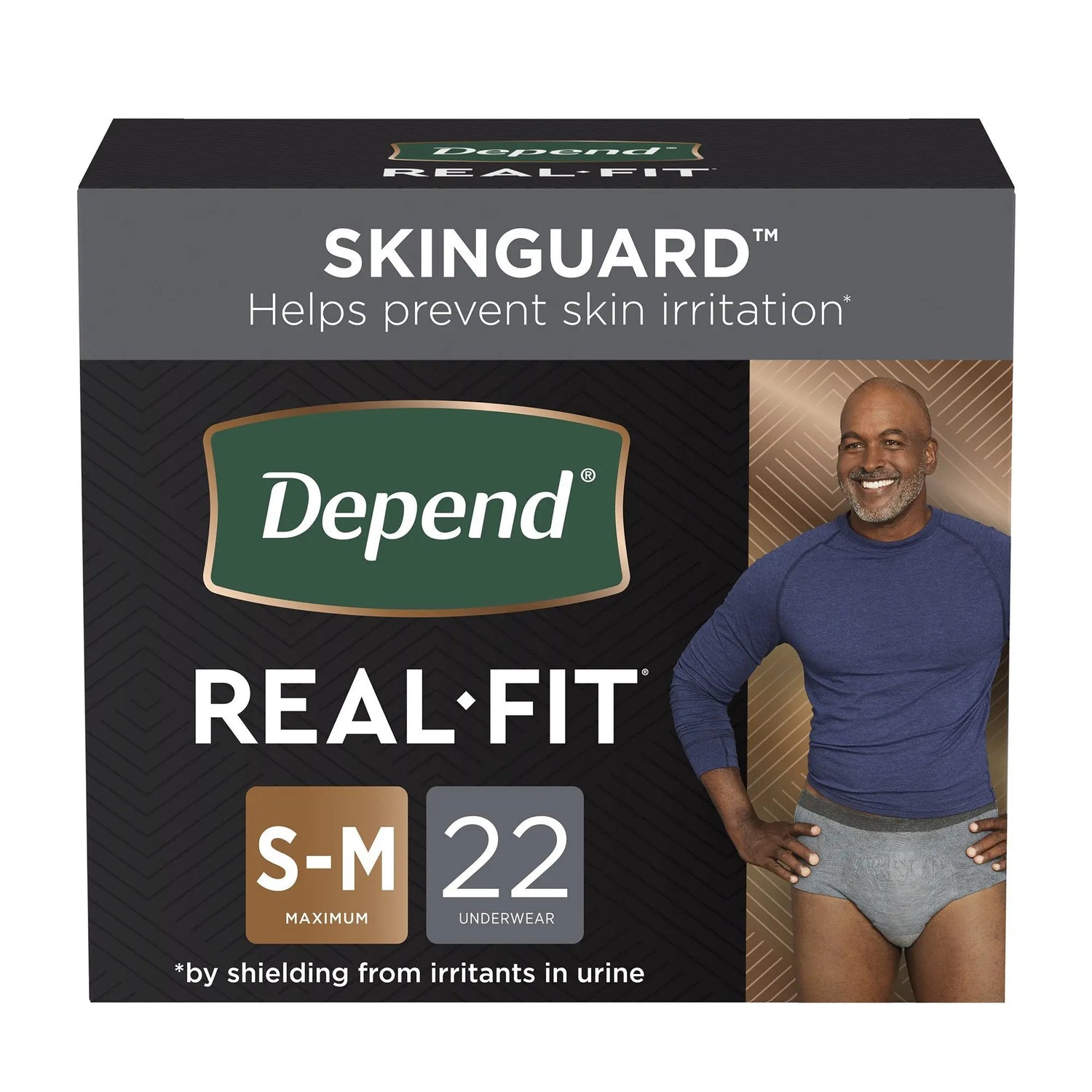 Depend® Real Fit® Maximum Absorbent Underwear, Small / Medium, 22 per Package Depend® Real Fit®