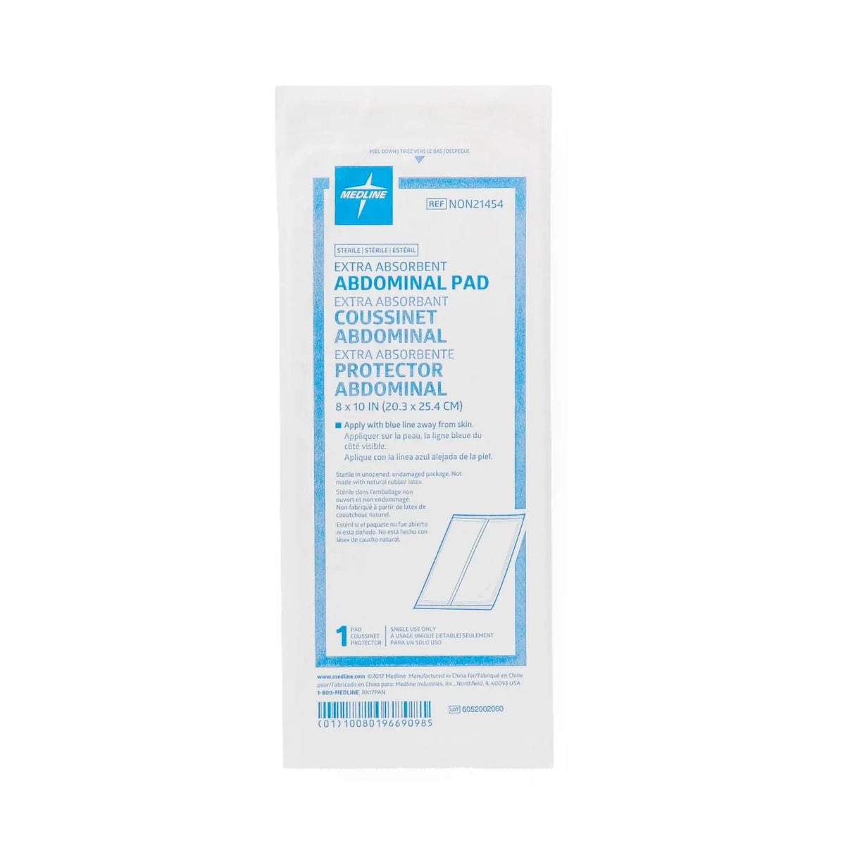 Medline Sterile Abdominal Pad, 8 x 10 Inch Medline