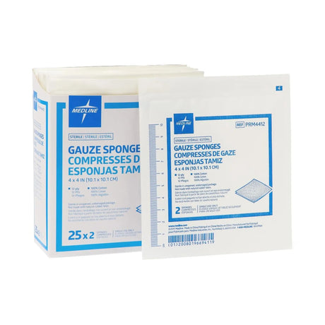 Medline Sterile Gauze Sponge, 4 x 4 Inch, 12-Ply Medline Essentials