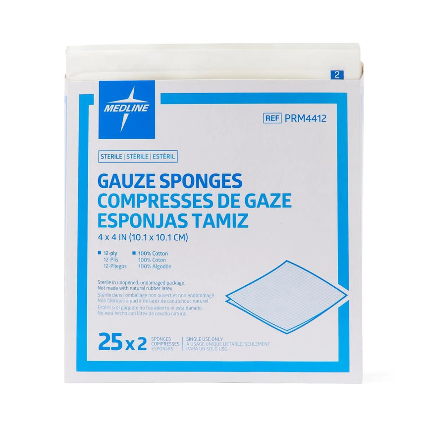 Medline Sterile Gauze Sponge, 4 x 4 Inch, 12-Ply Medline Essentials