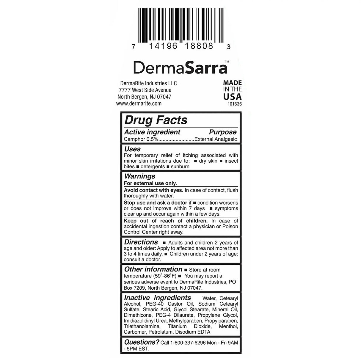 DermaSarra™ Camphor / Menthol Itch Relief DermaSarra™