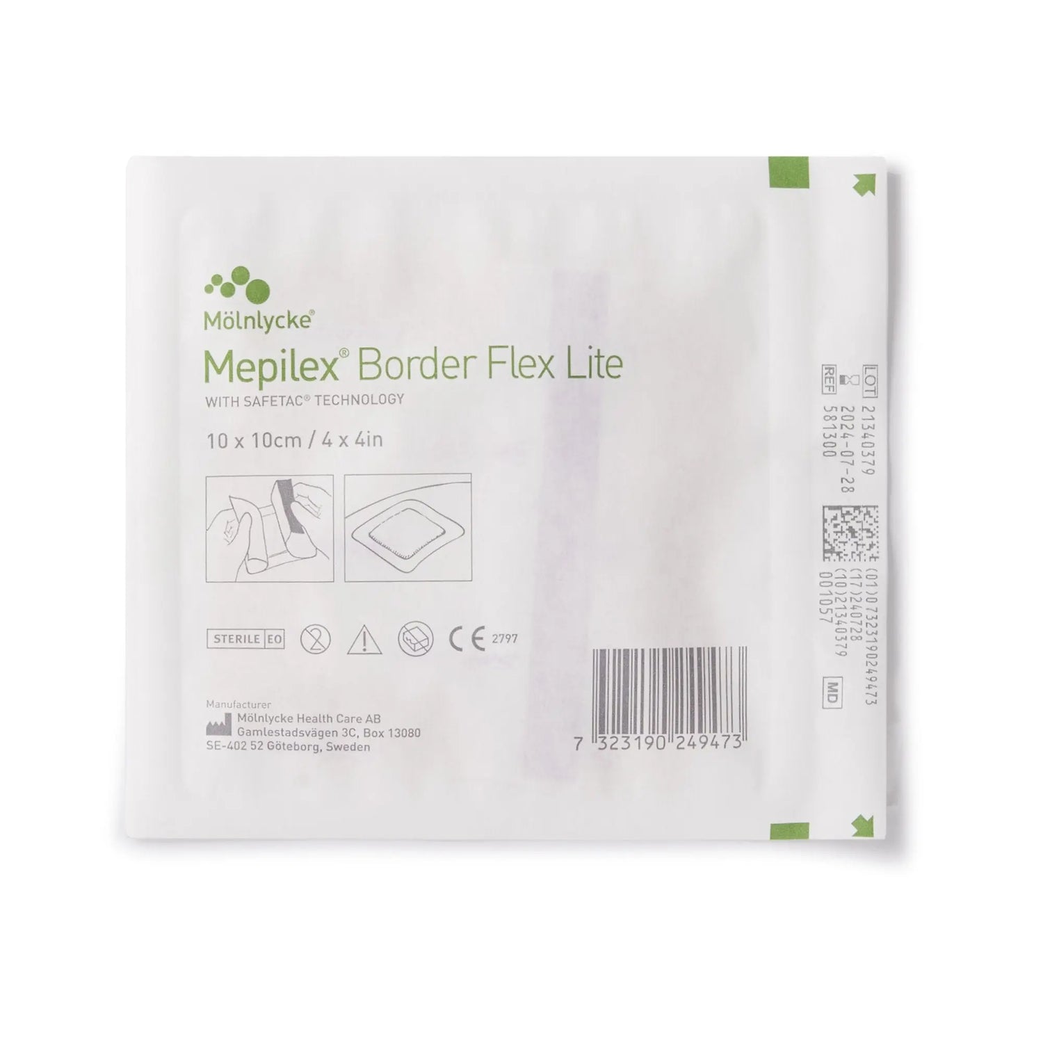 Mepilex® Border Flex Lite Silicone Foam Dressing, 4 x 4 Inch Mepilex® Border Flex Lite