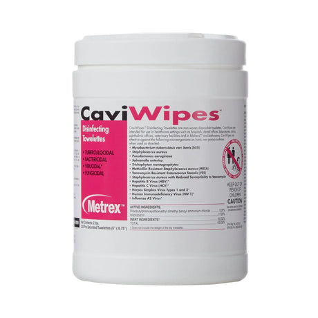 Metrex CaviWipes Surface Disinfectant Alcohol-Based Wipes, Non-Sterile, Disposable, Alcohol Scent, Canister, 6 X 6.75 Inch CaviWipes™