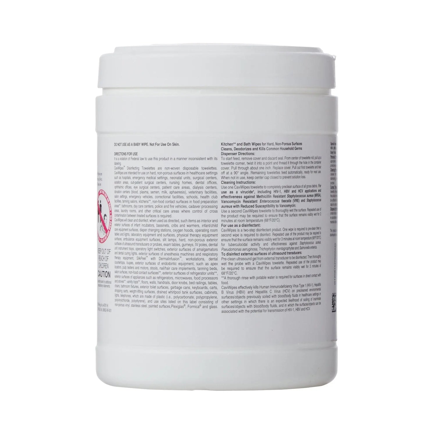 Metrex CaviWipes Surface Disinfectant Alcohol-Based Wipes, Non-Sterile, Disposable, Alcohol Scent, Canister, 6 X 6.75 Inch CaviWipes™