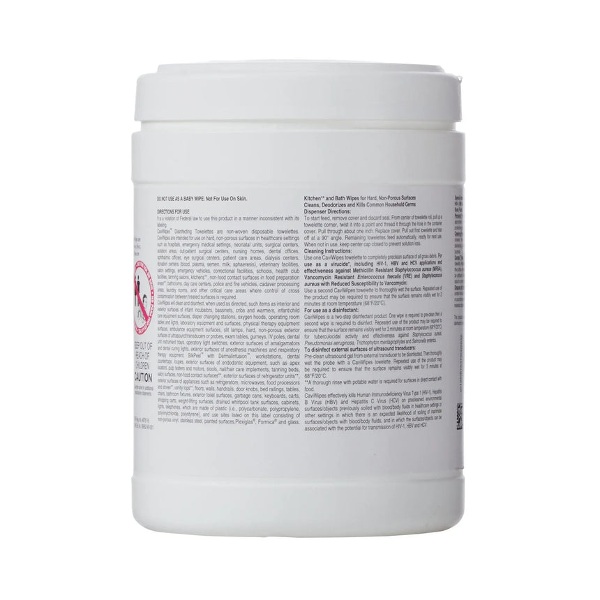Metrex CaviWipes Surface Disinfectant Alcohol-Based Wipes, Non-Sterile, Disposable, Alcohol Scent, Canister, 6 X 6.75 Inch CaviWipes™