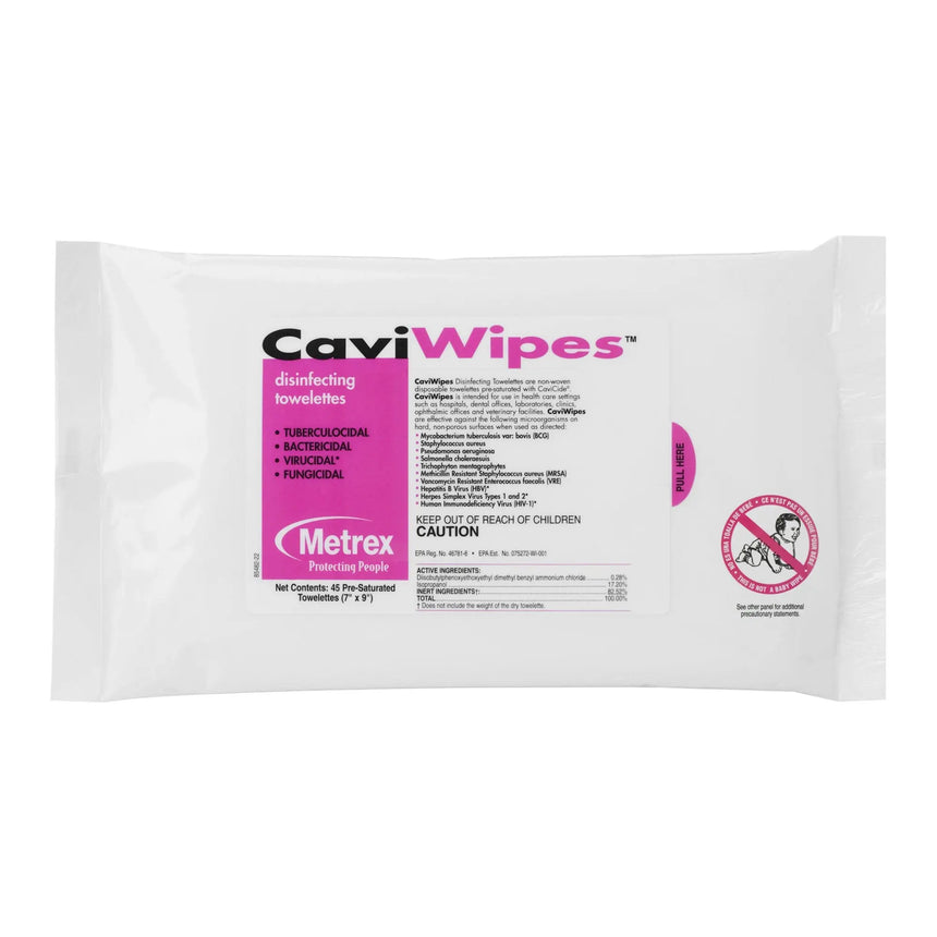 Metrex CaviWipes Surface Disinfectant Alcohol-Based Wipes, Non-Sterile, Disposable, Alcohol Scent, Soft Pack, 7 X 9 Inch CaviWipes™