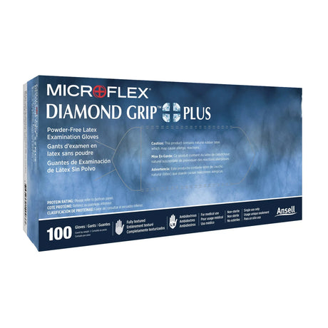 Microflex® Diamond Grip Plus™ Latex Gloves, Large, White Diamond Grip Plus™