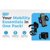 Mobility Aid Combo Pack, Cup Holder, Phone Grip, Bag Hooks Easy Mobility