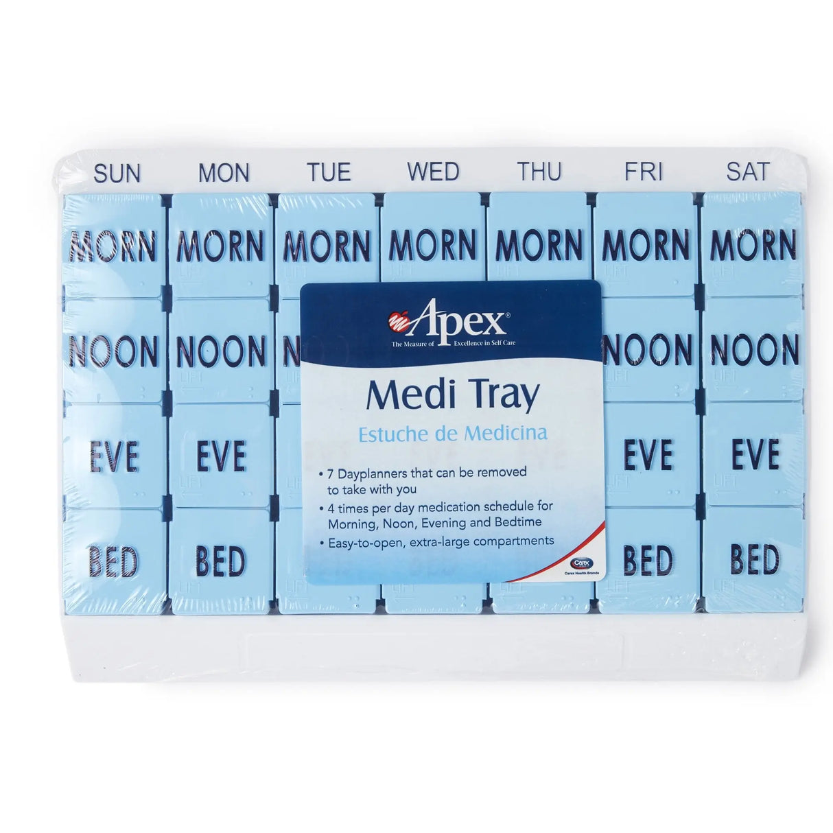 Apex Medi Tray Pill Organizer, Days of the Week / Morn, Noon, Eve, Bed Medi Tray