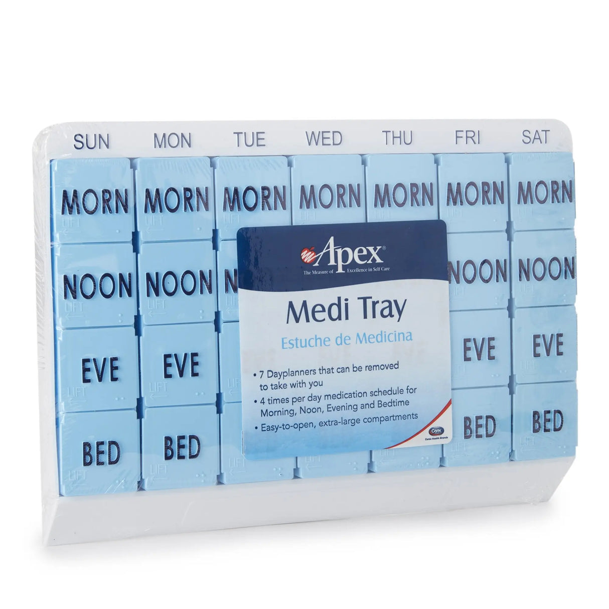 Apex Medi Tray Pill Organizer, Days of the Week / Morn, Noon, Eve, Bed Medi Tray