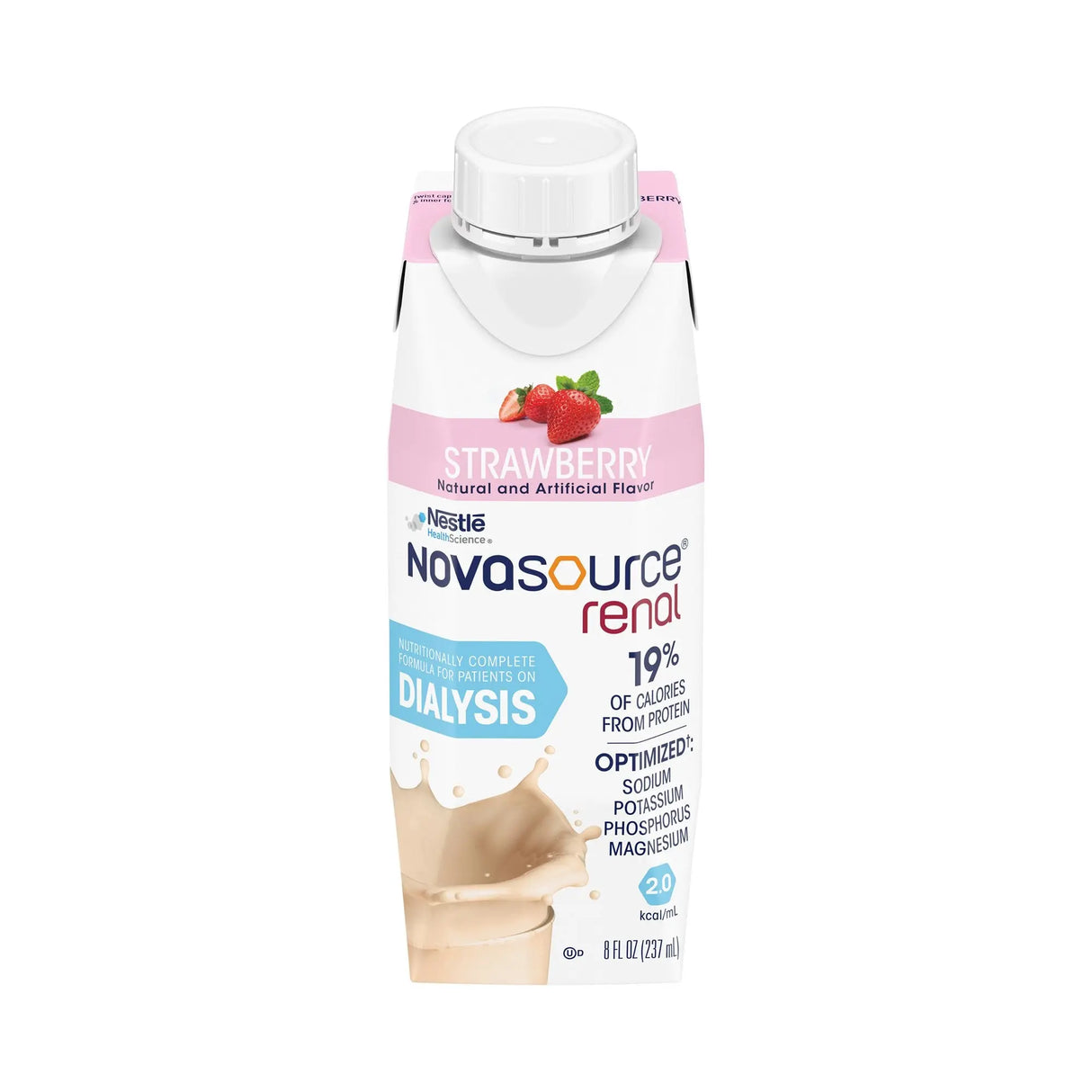 Novasource® Renal Strawberry Nutritionally Complete Formula for Patients on Dialysis, 8-ounce carton Novasource® Renal