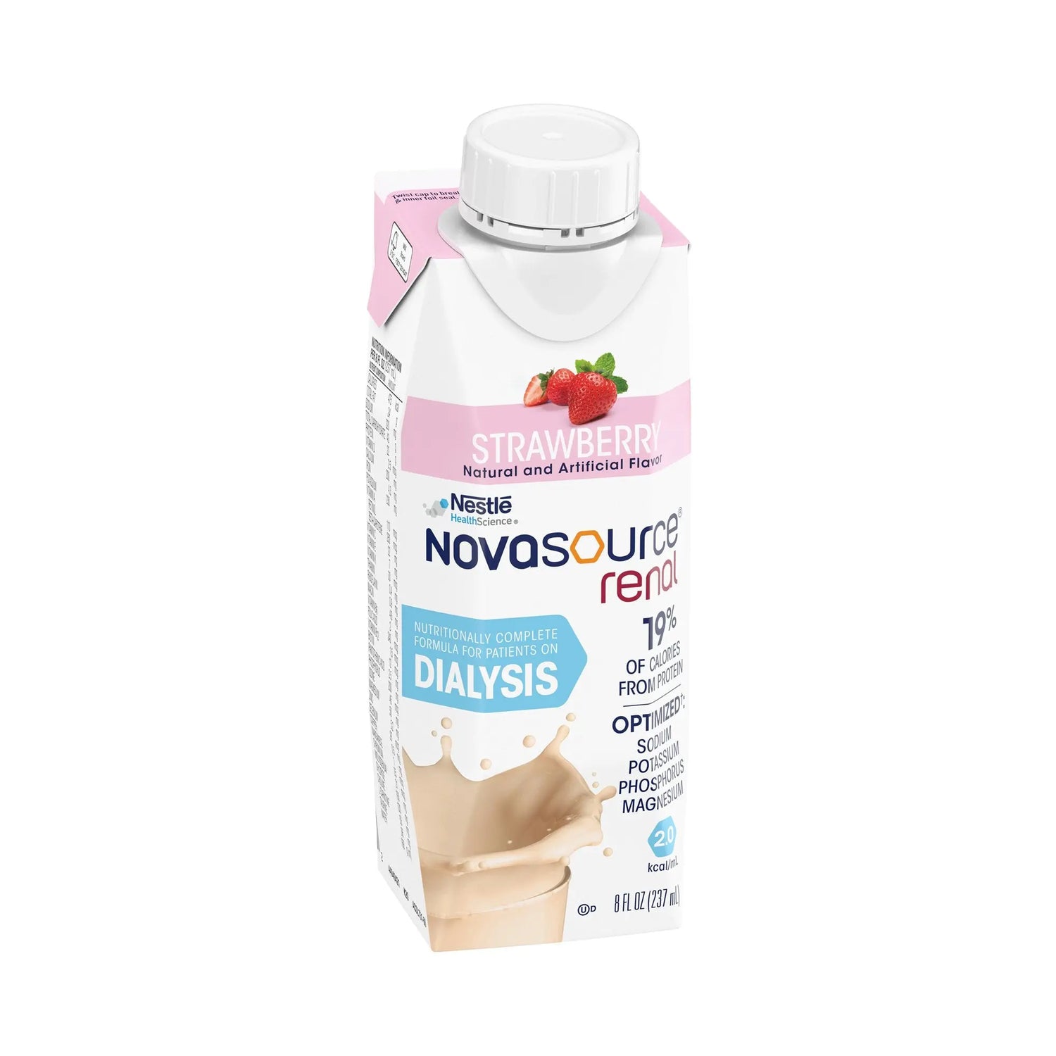Novasource® Renal Strawberry Nutritionally Complete Formula for Patients on Dialysis, 8-ounce carton Novasource® Renal