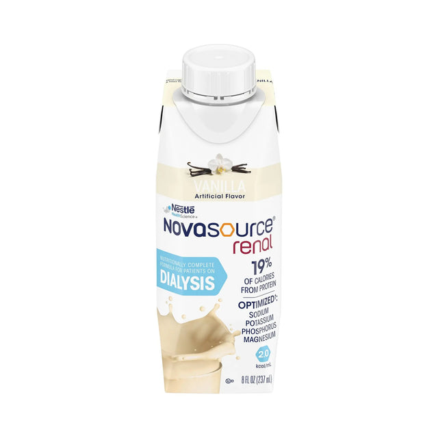 Novasource® Renal Vanilla Nutritionally Complete Formula for Patients on Dialysis, 8-ounce carton Novasource® Renal