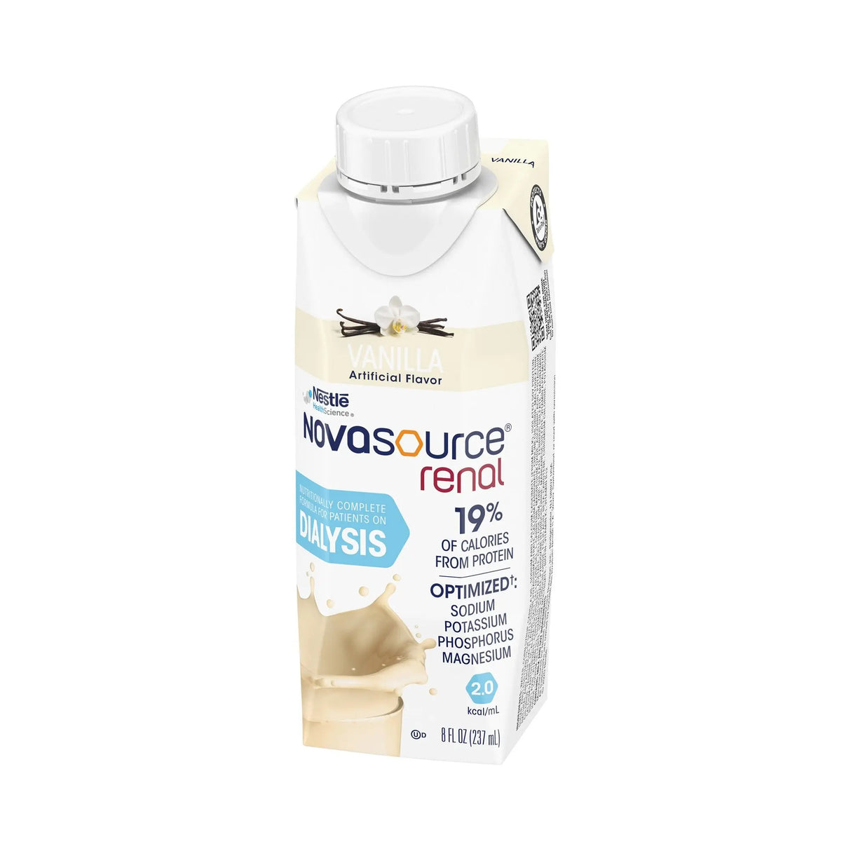 Novasource® Renal Vanilla Nutritionally Complete Formula for Patients on Dialysis, 8-ounce carton Novasource® Renal