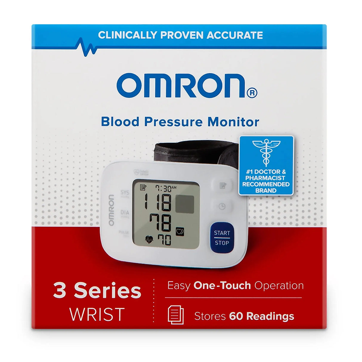 Omron 3 Series Digital Blood Pressure Wrist Unit, Automatic Inflation, Adult, Large Cuff Omron®3 Series™