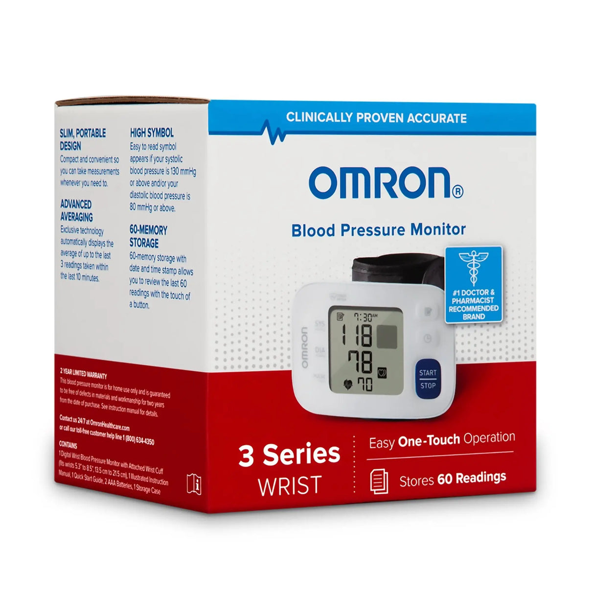 Omron 3 Series Digital Blood Pressure Wrist Unit, Automatic Inflation, Adult, Large Cuff Omron®3 Series™