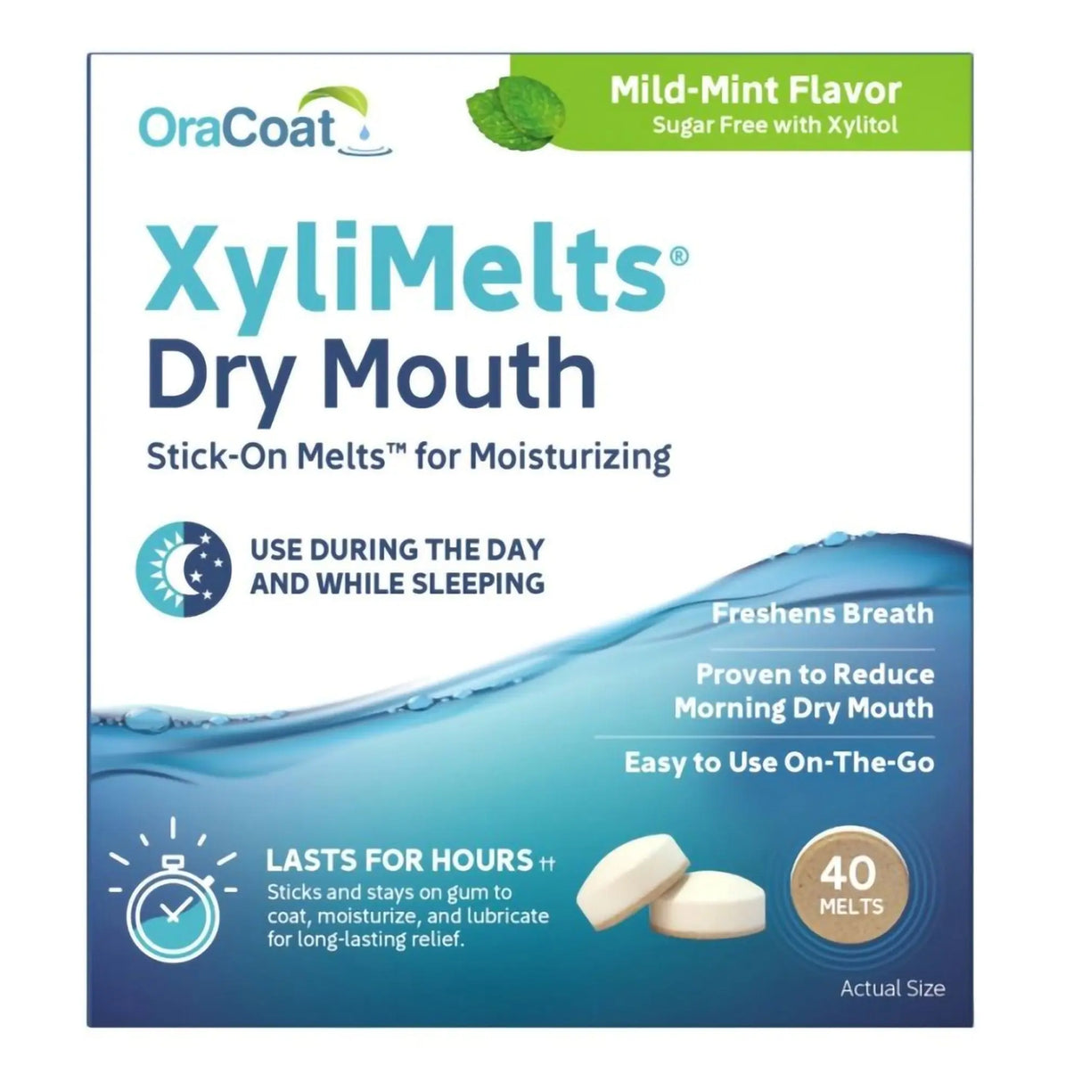 OraCoat XyliMelts Stick-On Melts for Moisturizing, Mild Mint XyliMelts®