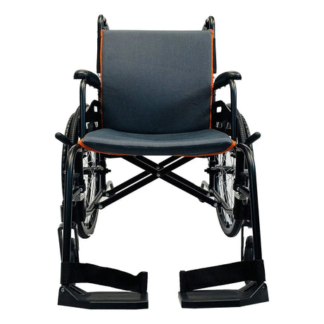 Lightweight Wheelchair Feather Full Length Arm Swing-Away Footrest Gray / Orange Upholstery 18 Inch Seat Width Adult 250 lbs. Weight Capacity