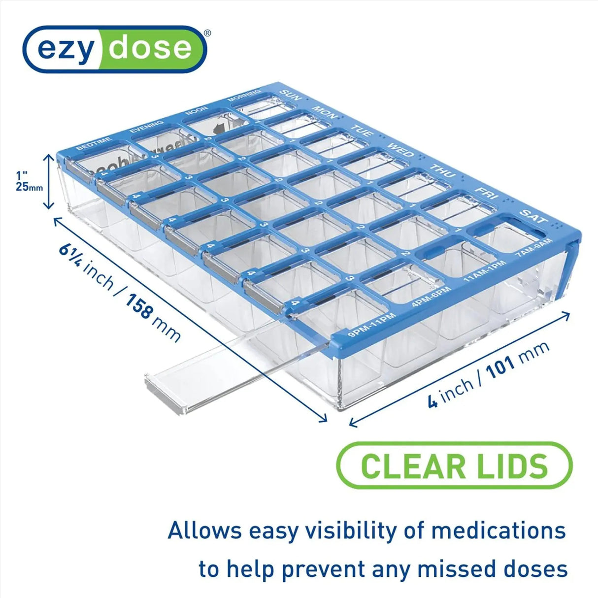 Pharmadose® Locking Pill Planner 7-Day, Four Times a Day Pill Organizer Pharmadose® Locking Pill Planner