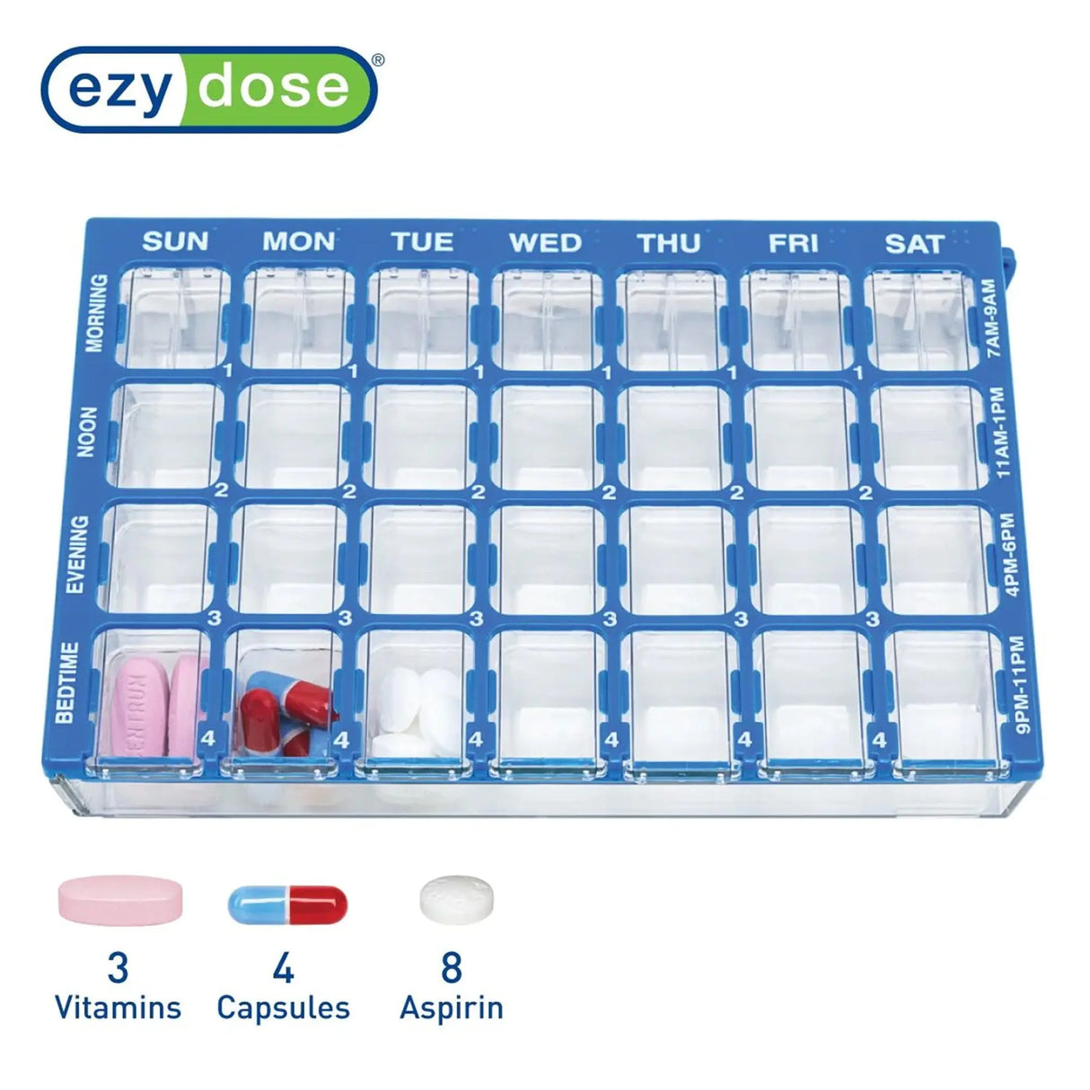 Pharmadose® Locking Pill Planner 7-Day, Four Times a Day Pill Organizer Pharmadose® Locking Pill Planner