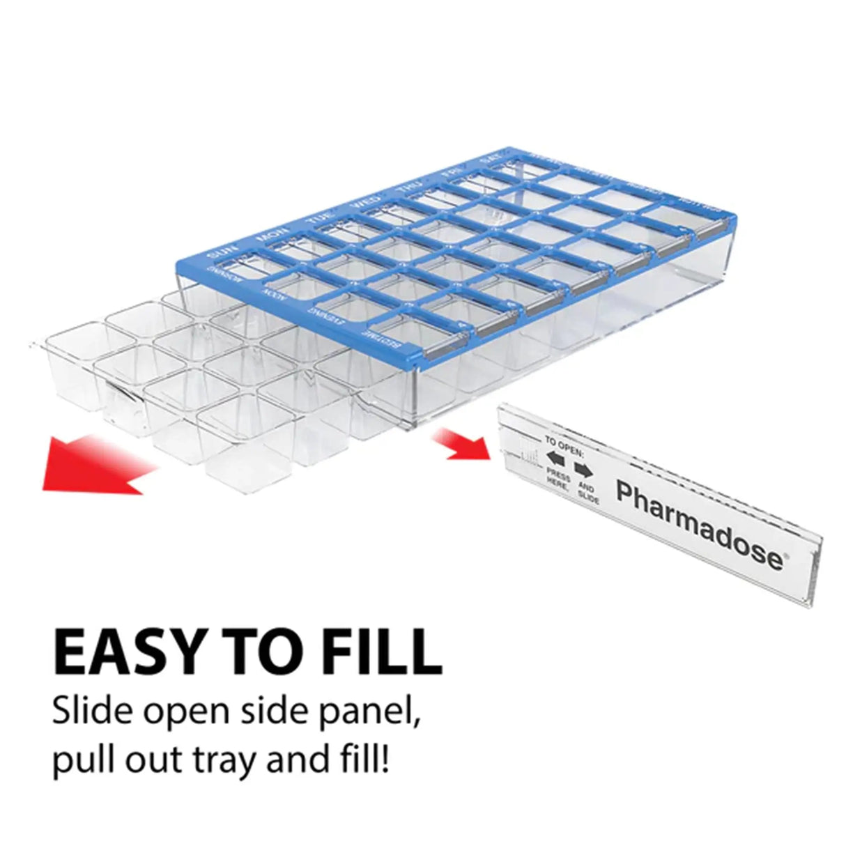 Pharmadose® Locking Pill Planner 7-Day, Four Times a Day Pill Organizer Pharmadose® Locking Pill Planner