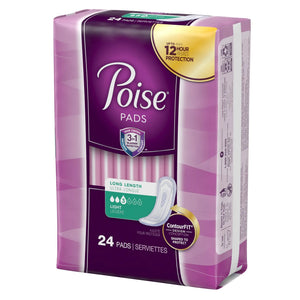 Poise Bladder Control Pad, Long, Light Absorbency, Disposable, Absorb-Loc Core, Female, One Size Fits Most - getMovility