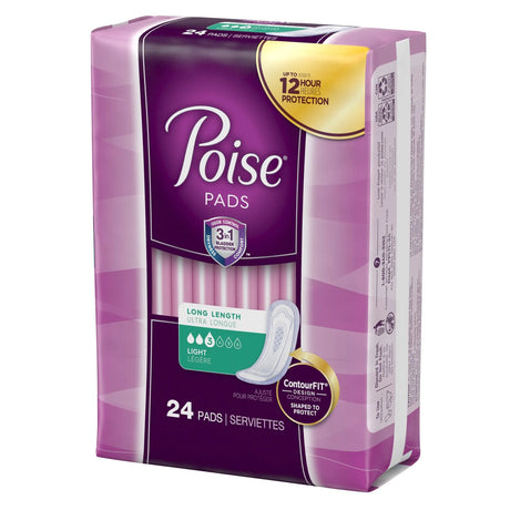 Poise Bladder Control Pad, Long, Light Absorbency, Disposable, Absorb-Loc Core, Female, One Size Fits Most - getMovility