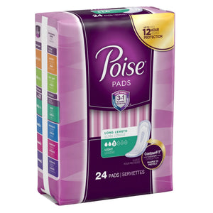 Poise Bladder Control Pad, Long, Light Absorbency, Disposable, Absorb-Loc Core, Female, One Size Fits Most - getMovility