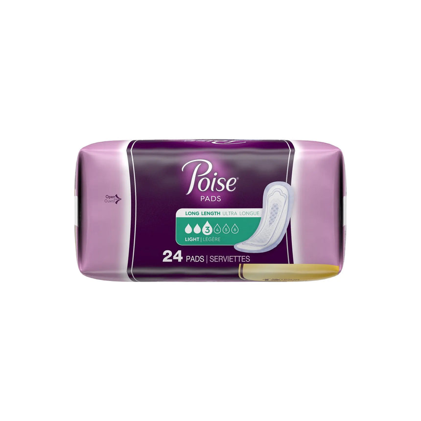 Poise Bladder Control Pad, Long, Light Absorbency, Disposable, Absorb-Loc Core, Female, One Size Fits Most - getMovility