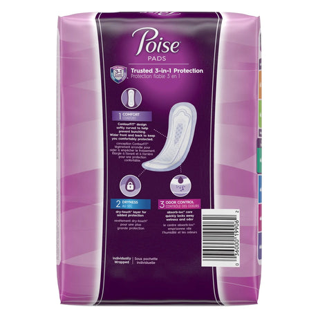 Poise Bladder Control Pad, Long, Light Absorbency, Disposable, Absorb-Loc Core, Female, One Size Fits Most - getMovility