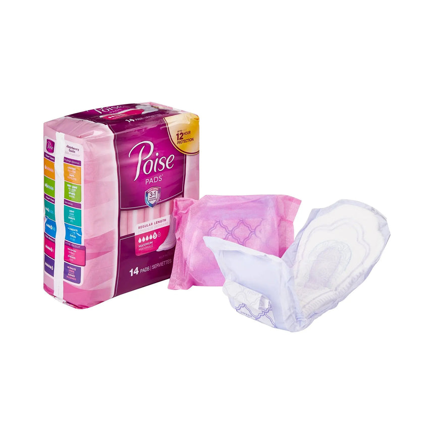 Poise Bladder Control Pads, Disposable, Heavy Absorbency, Regular Length, 3" x 11", Adult Female, Absorb-Loc Core - getMovility