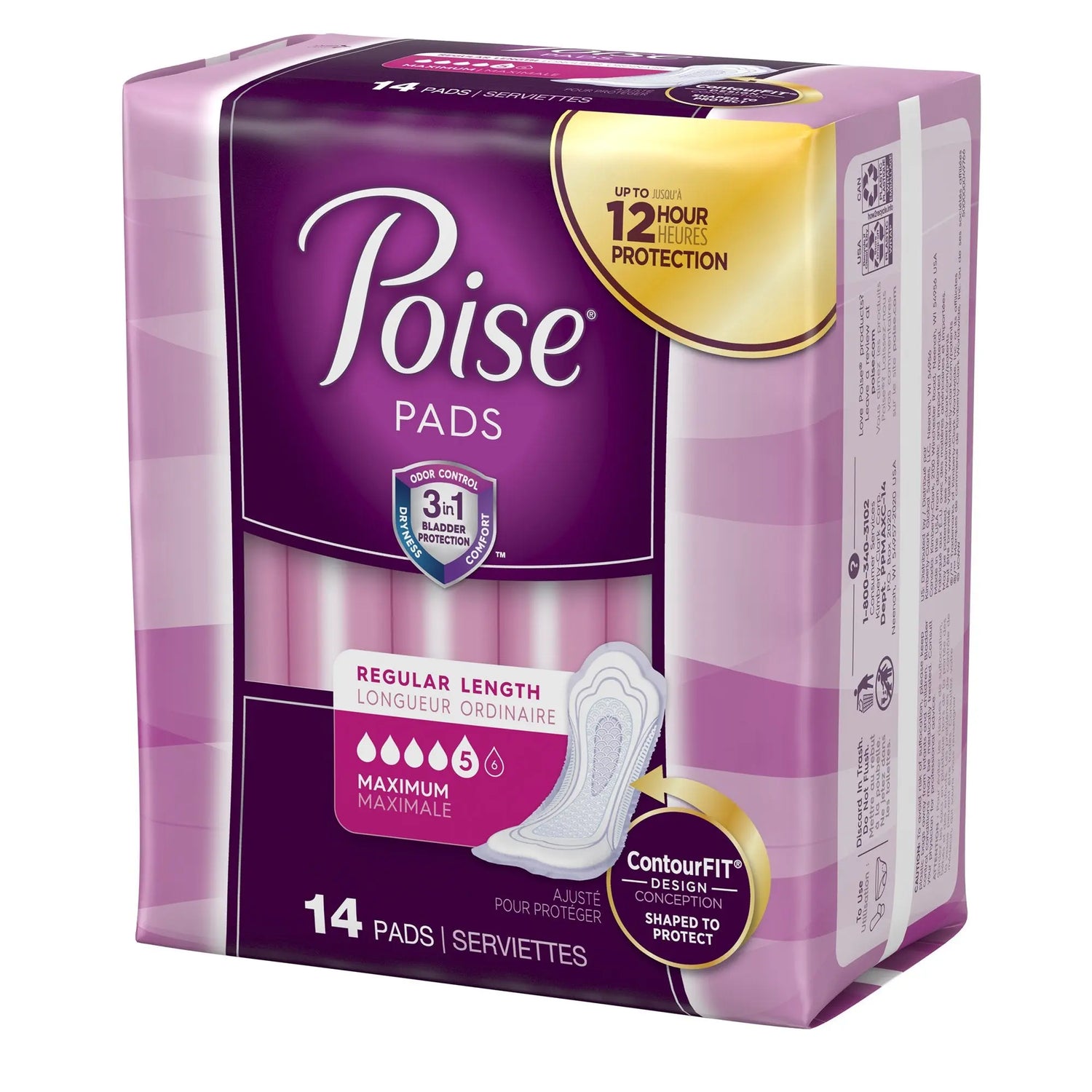 Poise Bladder Control Pads, Disposable, Heavy Absorbency, Regular Length, 3" x 11", Adult Female, Absorb-Loc Core - getMovility