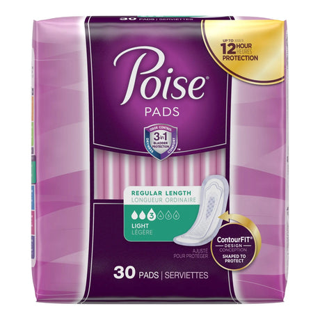 Poise Bladder Control Pads, Light Absorbency, Regular Length - getMovility