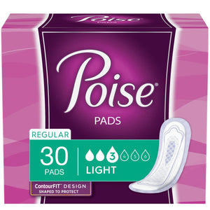 Poise Bladder Control Pads, Light Absorbency, Regular Length - getMovility