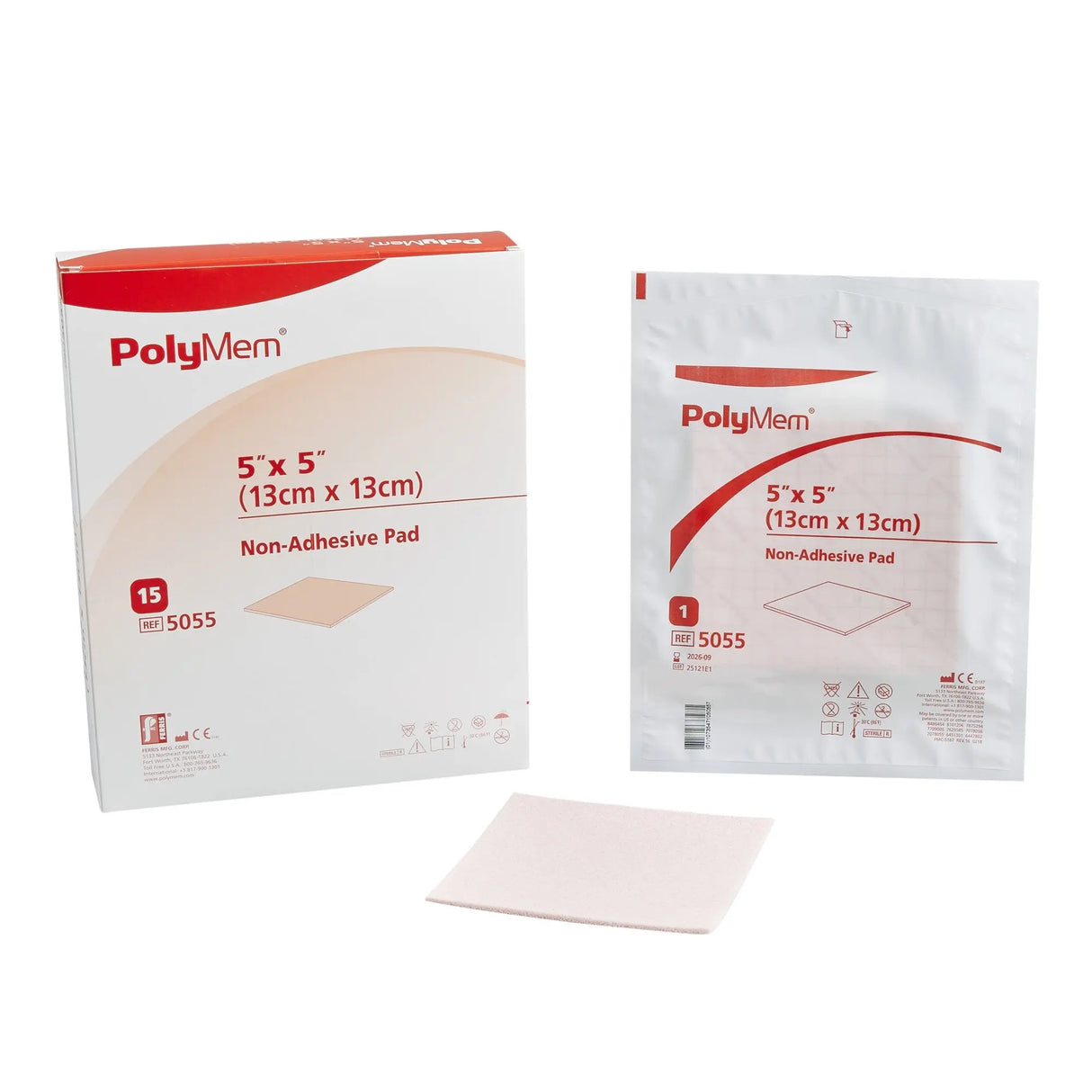 PolyMem® Nonadhesive without Border Foam Dressing, 5 x 5 Inch PolyMem®