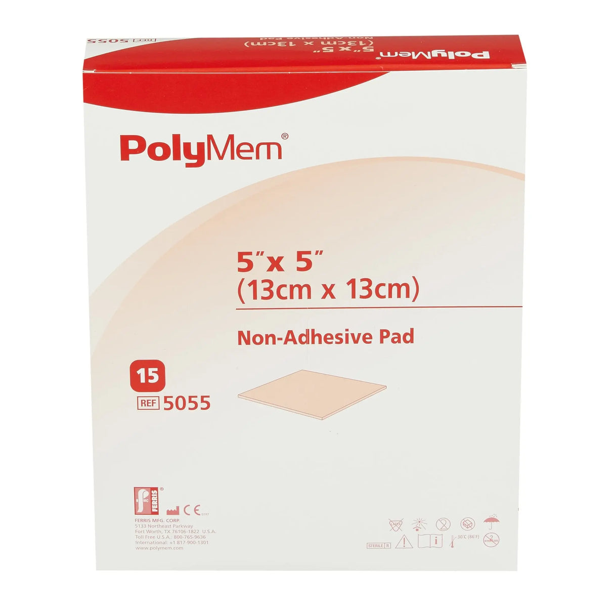 PolyMem® Nonadhesive without Border Foam Dressing, 5 x 5 Inch PolyMem®