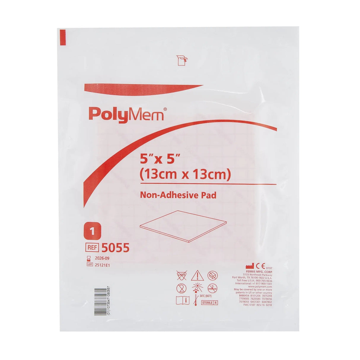 PolyMem® Nonadhesive without Border Foam Dressing, 5 x 5 Inch PolyMem®