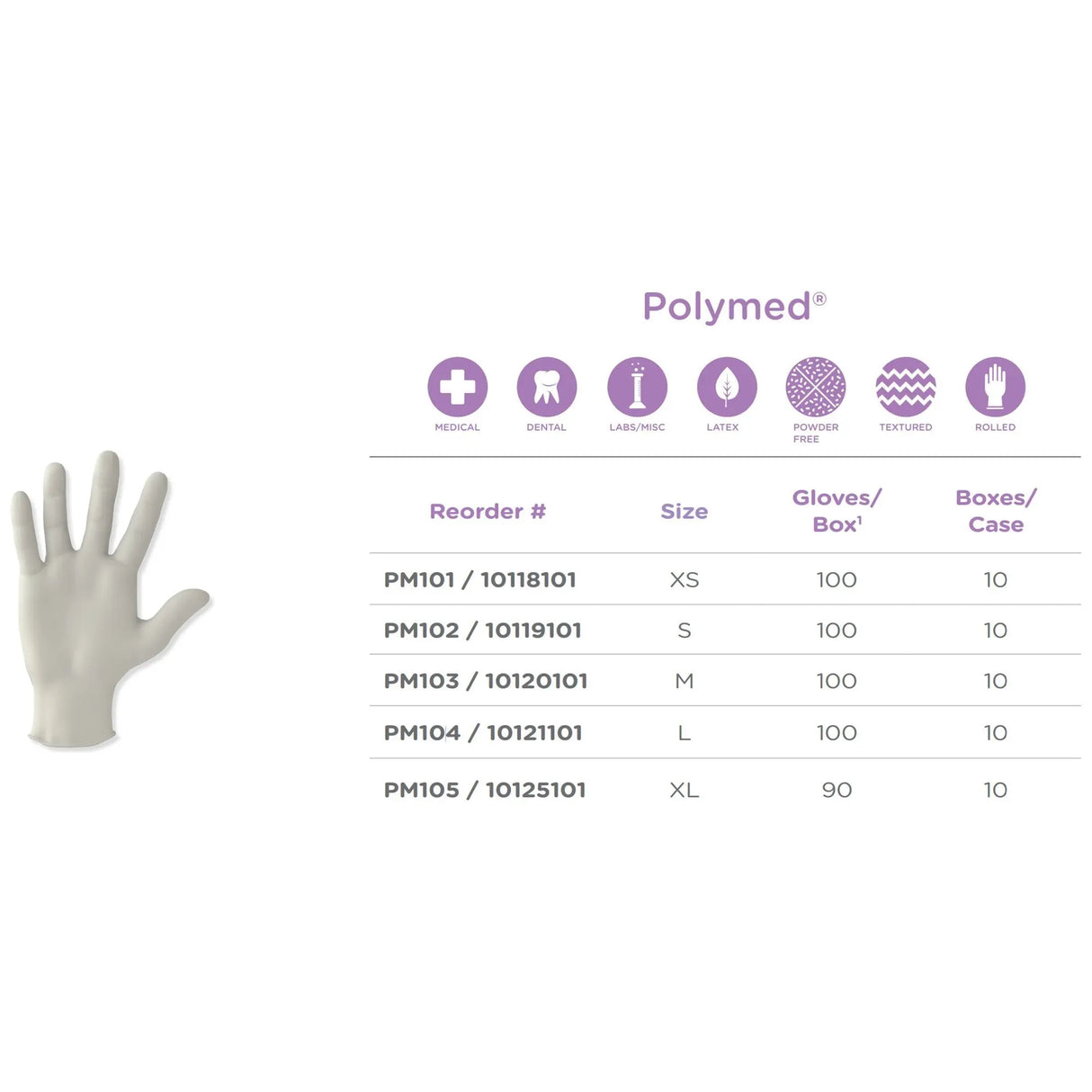 Polymed® Latex Exam Glove, Medium, Ivory Polymed®